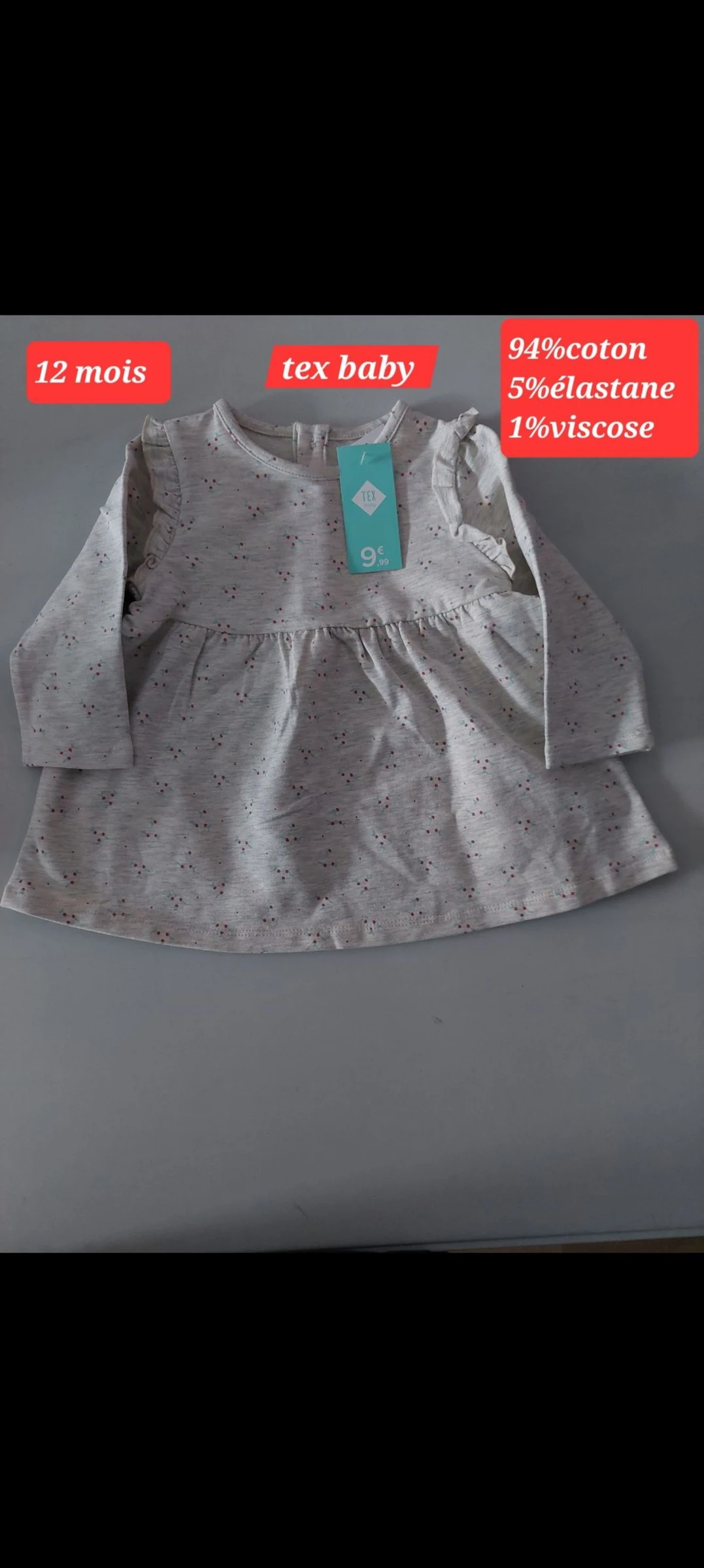 Robe tex baby fille 12 mois 